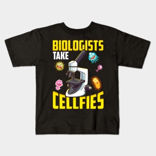 Biologists Take Cellfies Microscope Selfies Pun Kids T-Shirt